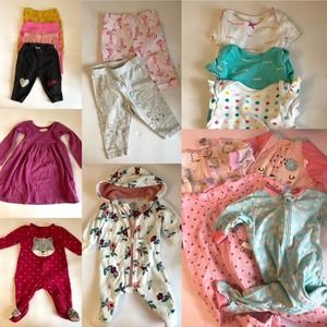 Lot of baby girl clothing size 3M 3 months 16 pc onesies sleep n play pants tops